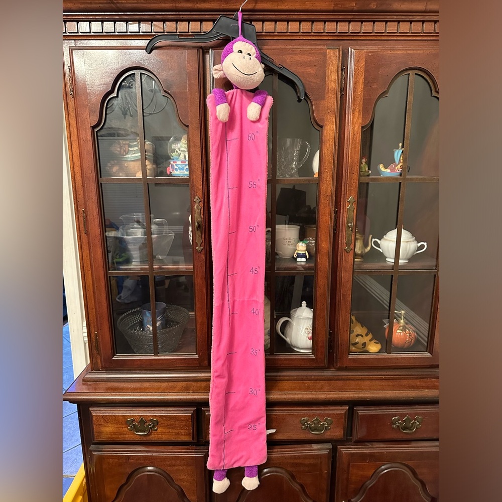 Child’s Growth Chart Jungle Theme Monkey Pink Purple Monkey Fabric Height Chart